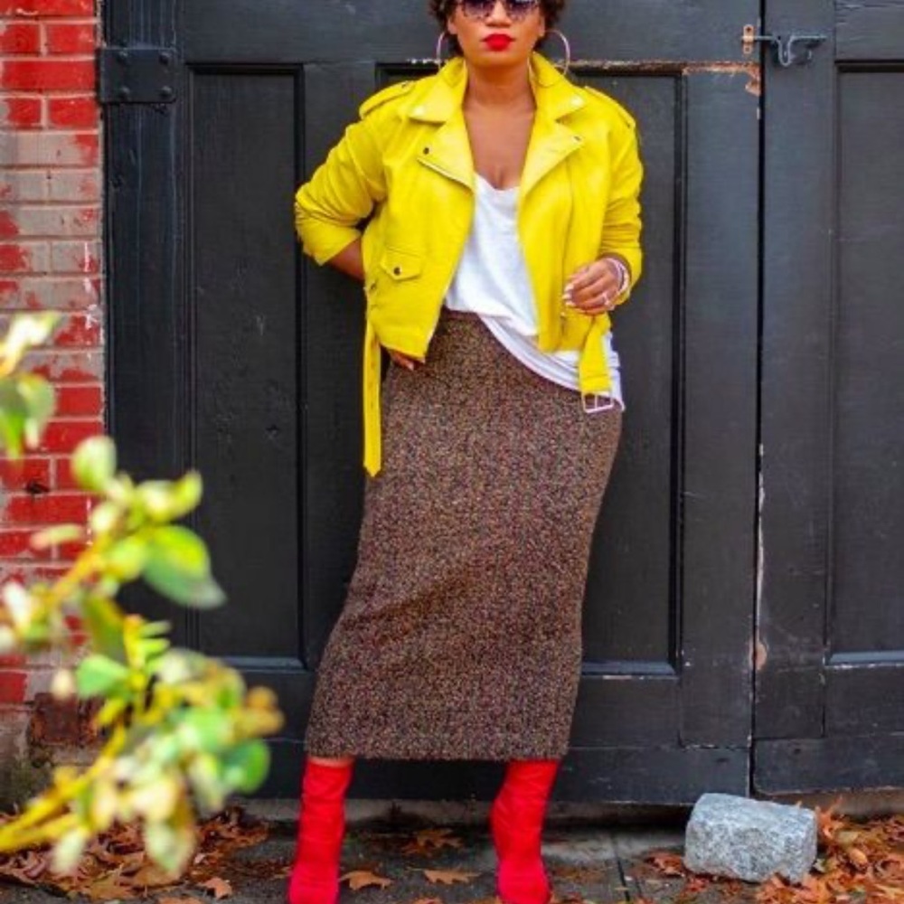 Zara yellow biker jacket